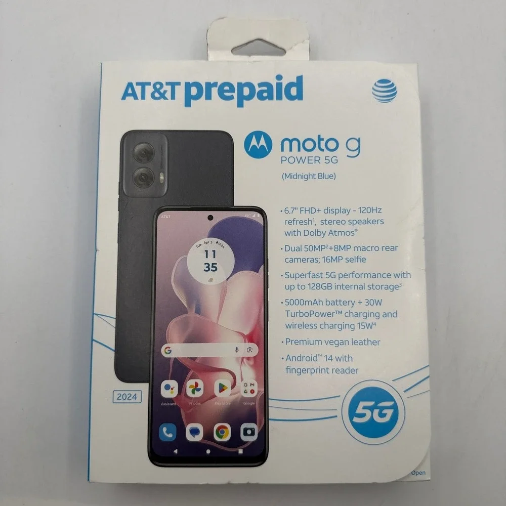Motorola Moto G Power 5G 2024 AT&T Prepaid 128GB Midnight Blue XT2415-3